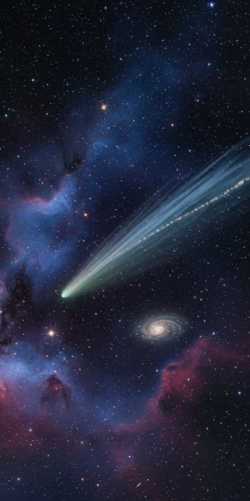 A beautifull image of the comet Swan, cruising into space.
